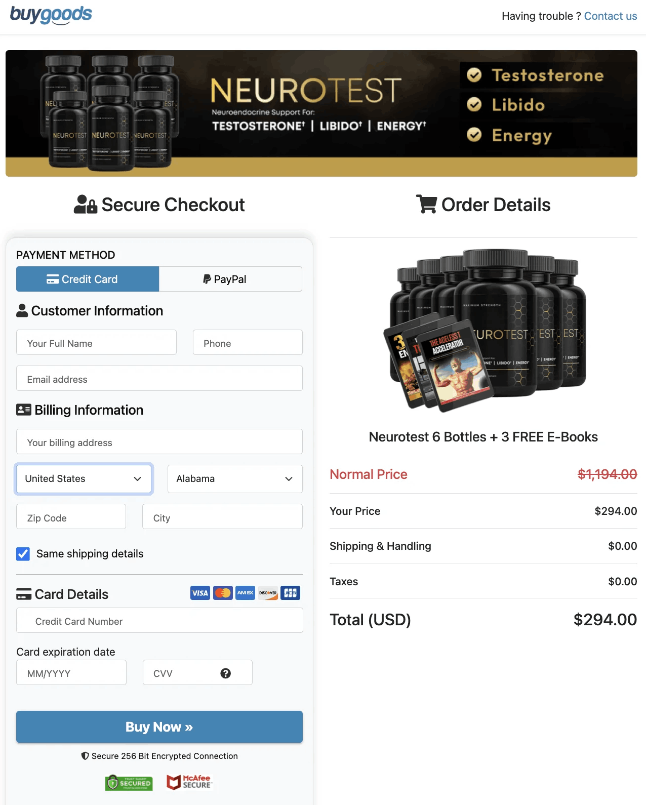 Neurotest -order-page